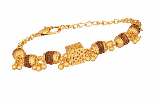 Gold Plated Cubio Rudraksha Bracelet for Women
