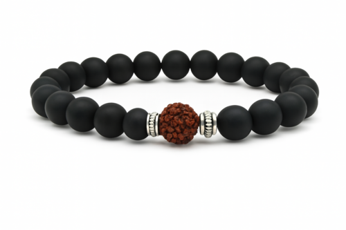 Rudraksha Onyx Bracelet for Energy & Meditation